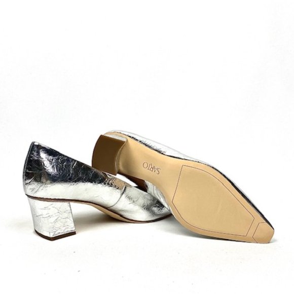 New Sarto by Franco Sarto Regal Silver Leather Pump 8.5 - Picture 9 of 13